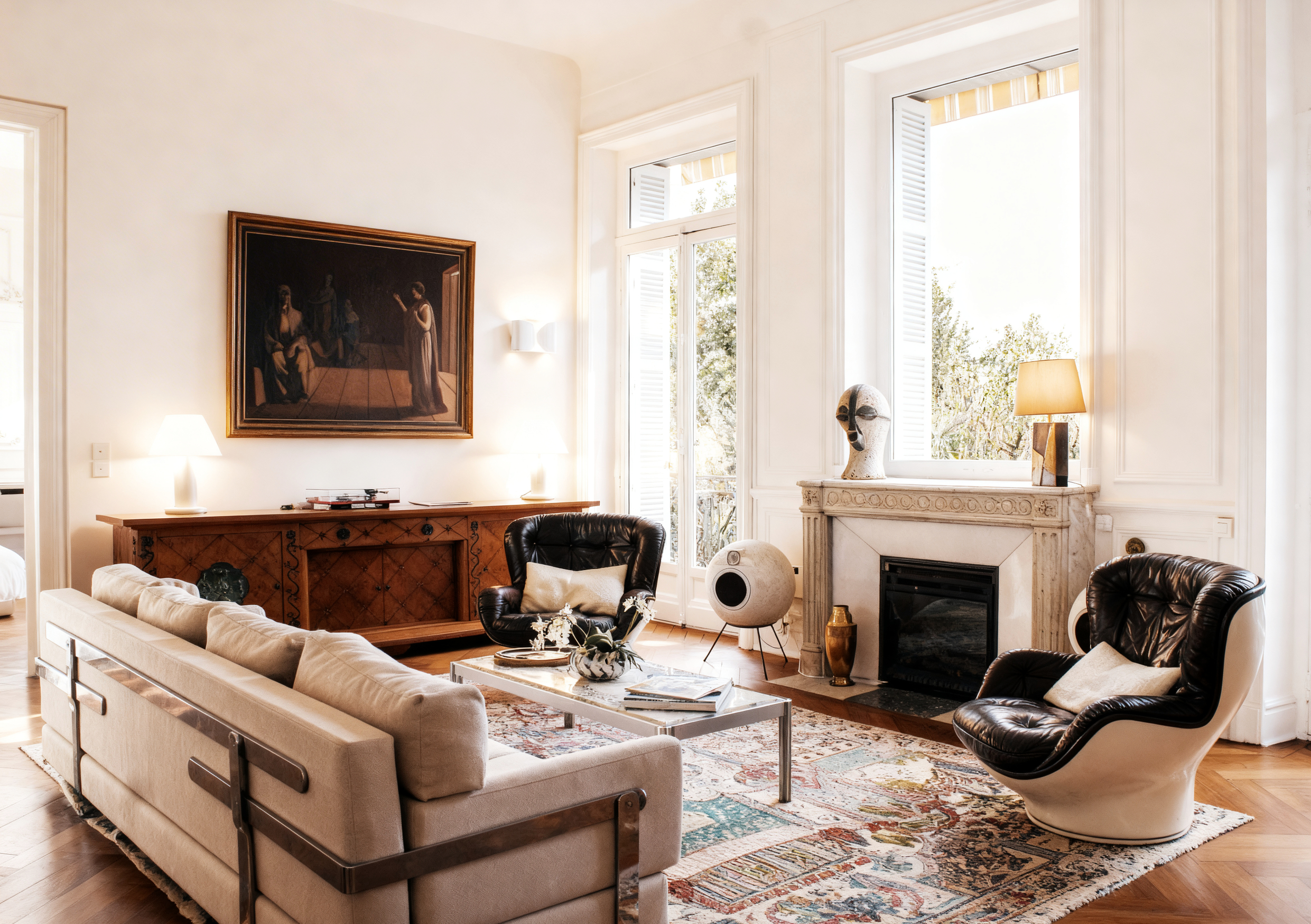 Living room with fireplace